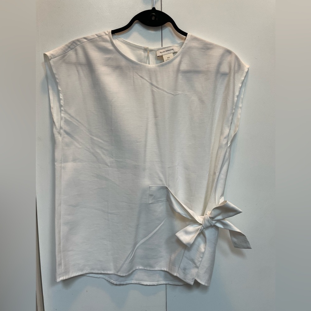 Club Monaco white tie front shirt / blouse